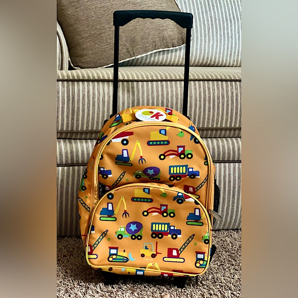 Wildkin Olive Under Construction Rolling Luggage - Discontinued